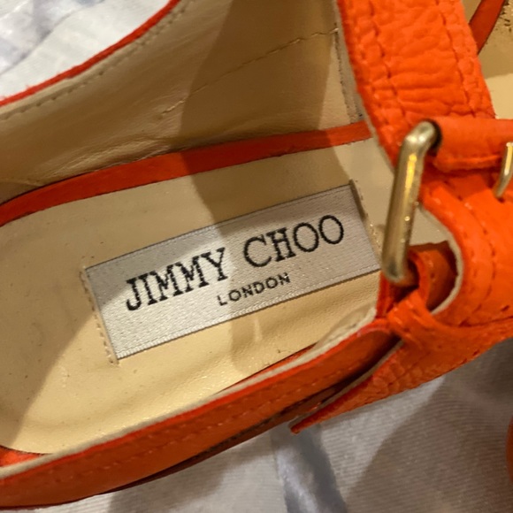 AUTHENTIC Jimmy Choo orange heels NWT. Purchased in London - Picture 4 of 10
